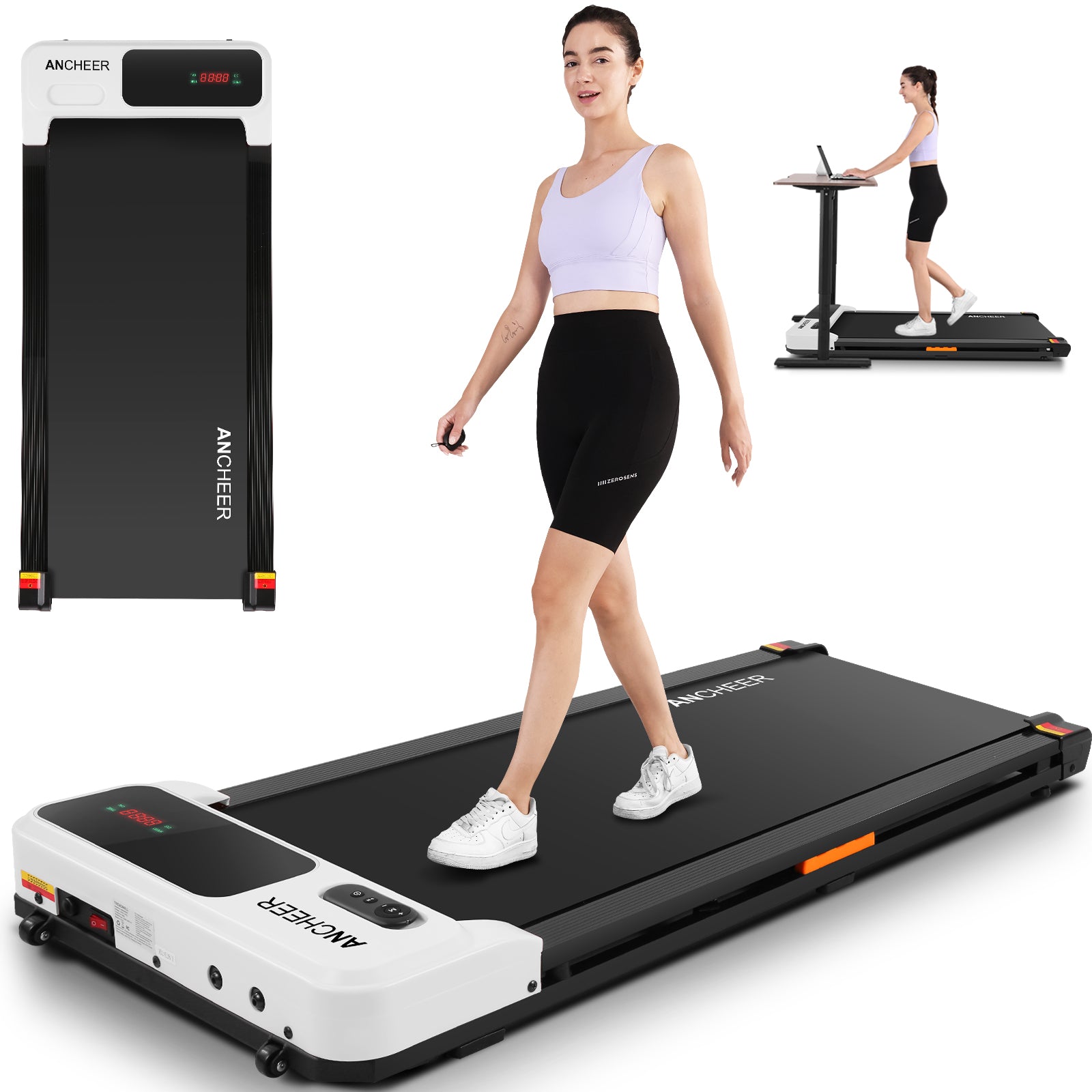 ANCHEER Walking Pad Treadmill&Under Desk Treadmill for Home&Office, Speed Range 0.6~3.8mph, 240 lbs Weight Capacity A6000