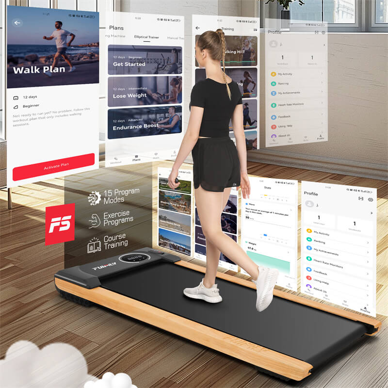 Walking Pad Treadmill with Wooden Design F5986