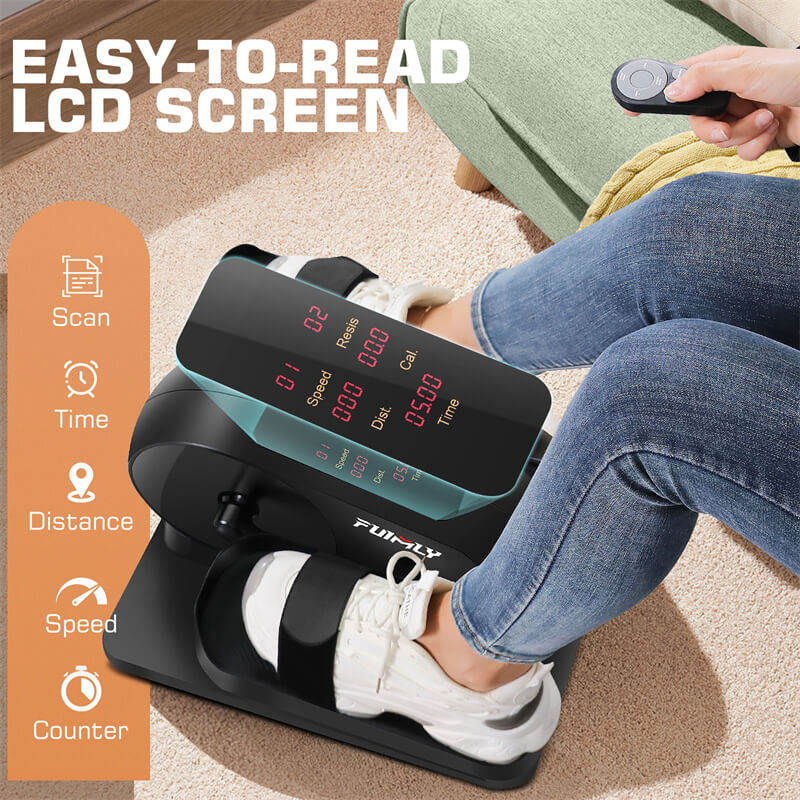 compact elliptical machine with remote control and LCD screen