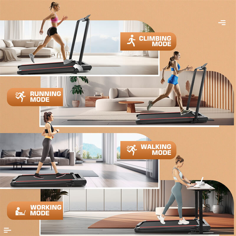 the walking pad has 4 modes ,such as climbing mode ,running mode ,walking mode ,working mode