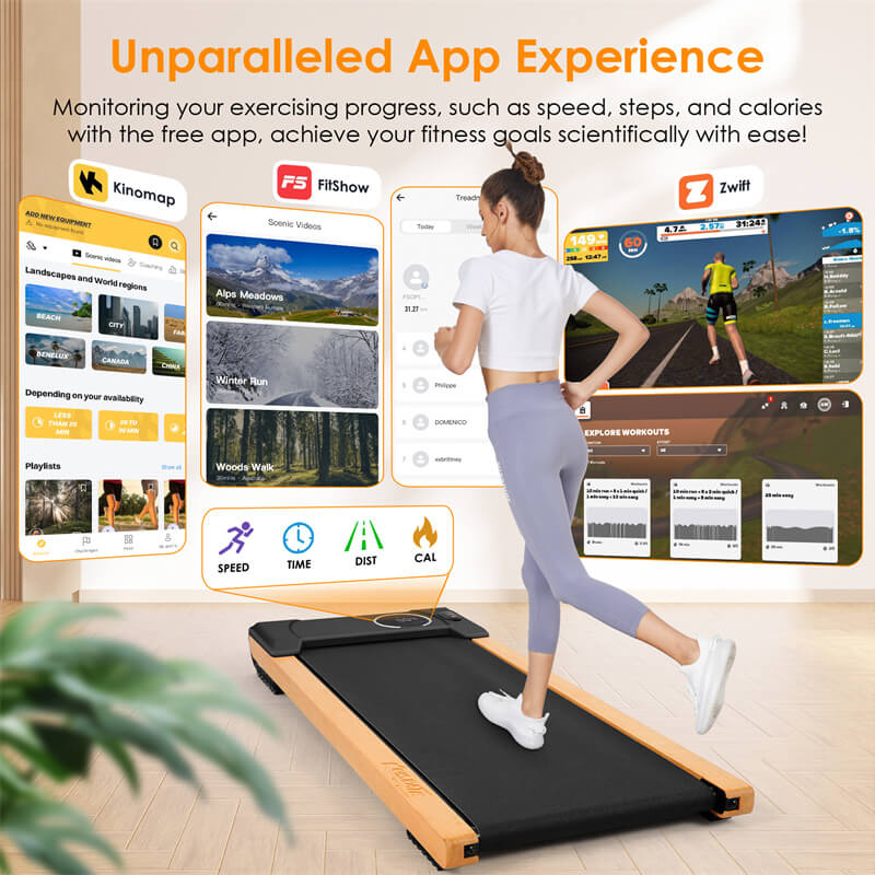 Walking Pad Treadmill with Wooden Design K5986