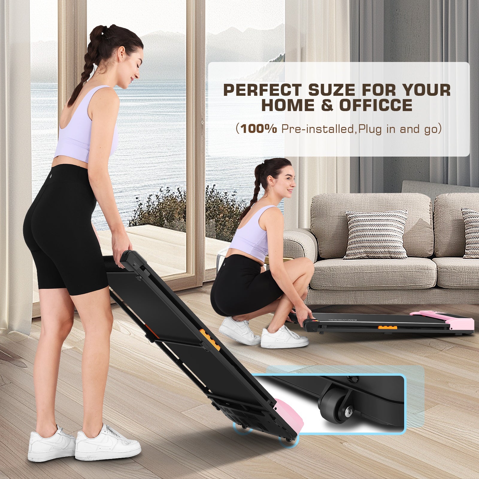 ANCHEER Walking Pad Treadmill&Under Desk Treadmill for Home&Office, Speed Range 0.6~3.8mph, 240 lbs Weight Capacity A6000