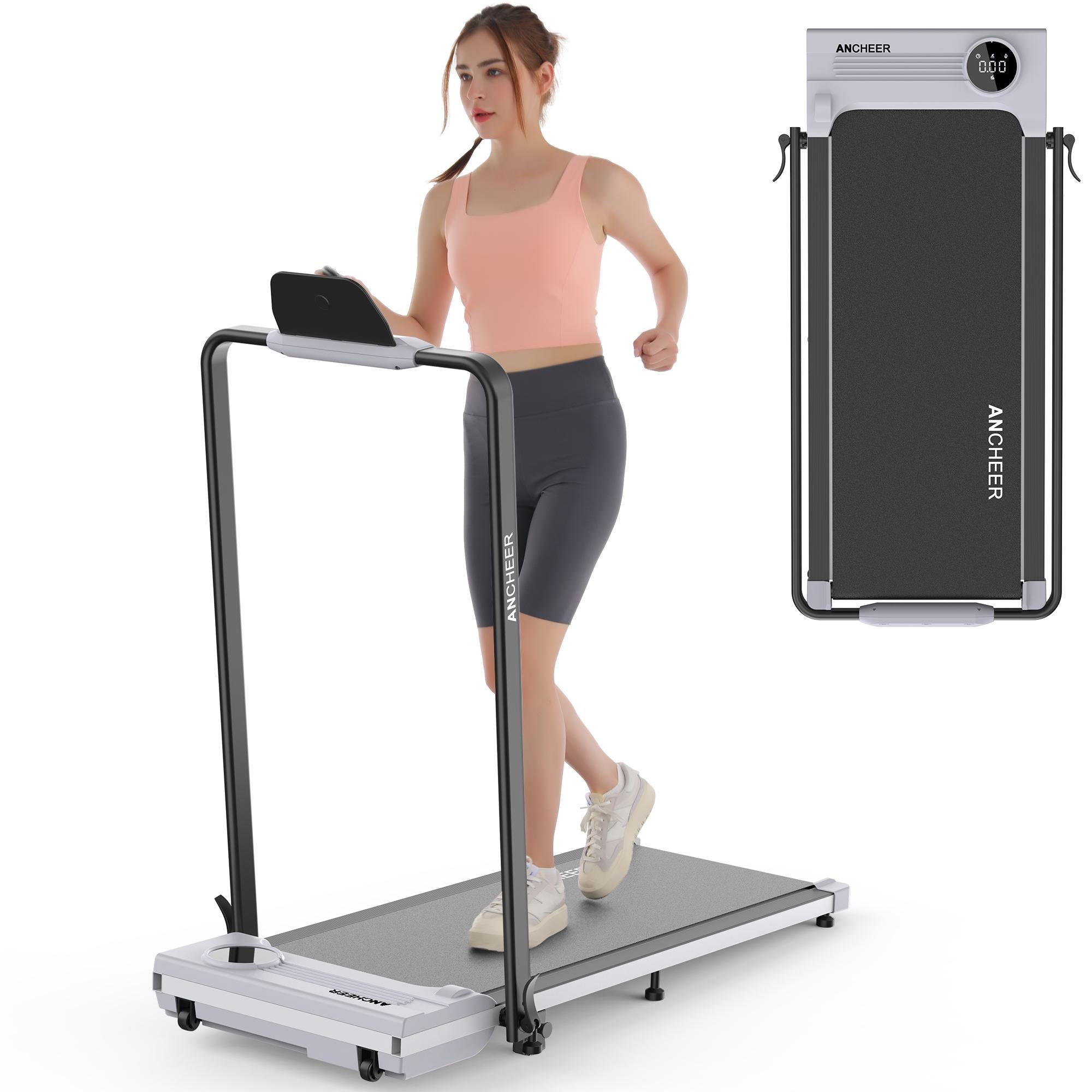 Ancheer armrest 2-in-1 treadmill, with LED display and remote control, for home office walking