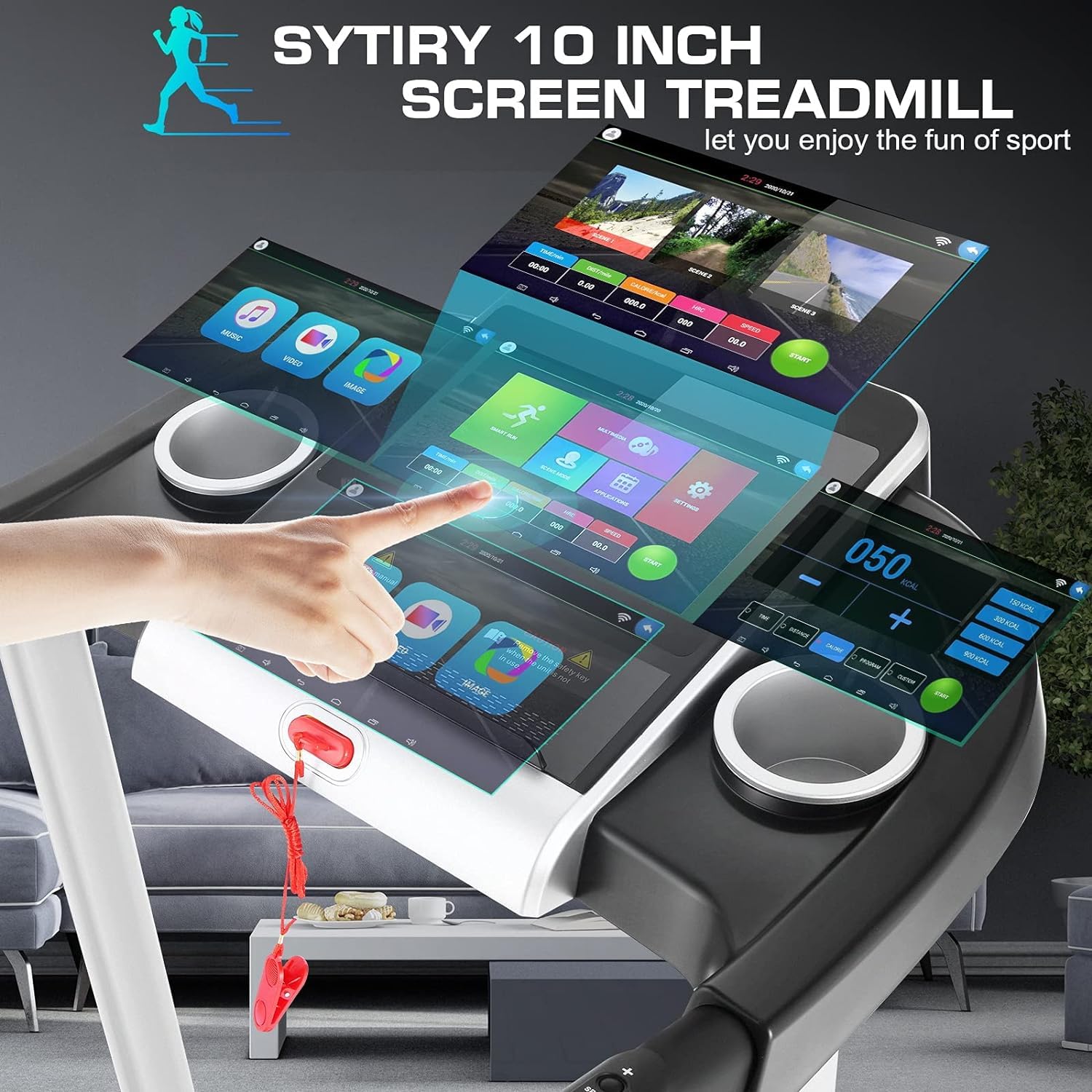 Folding Incline Treadmill with Large 10" HD TV Touch S5828