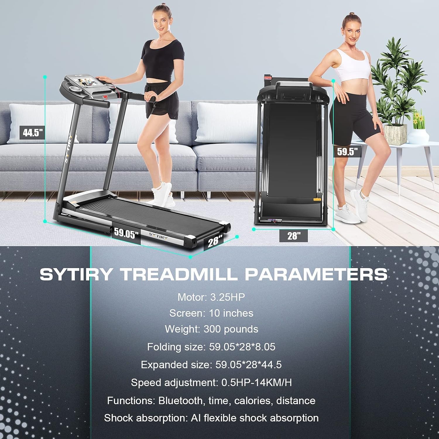 Folding Incline Treadmill with Large 10" HD TV Touch S5828